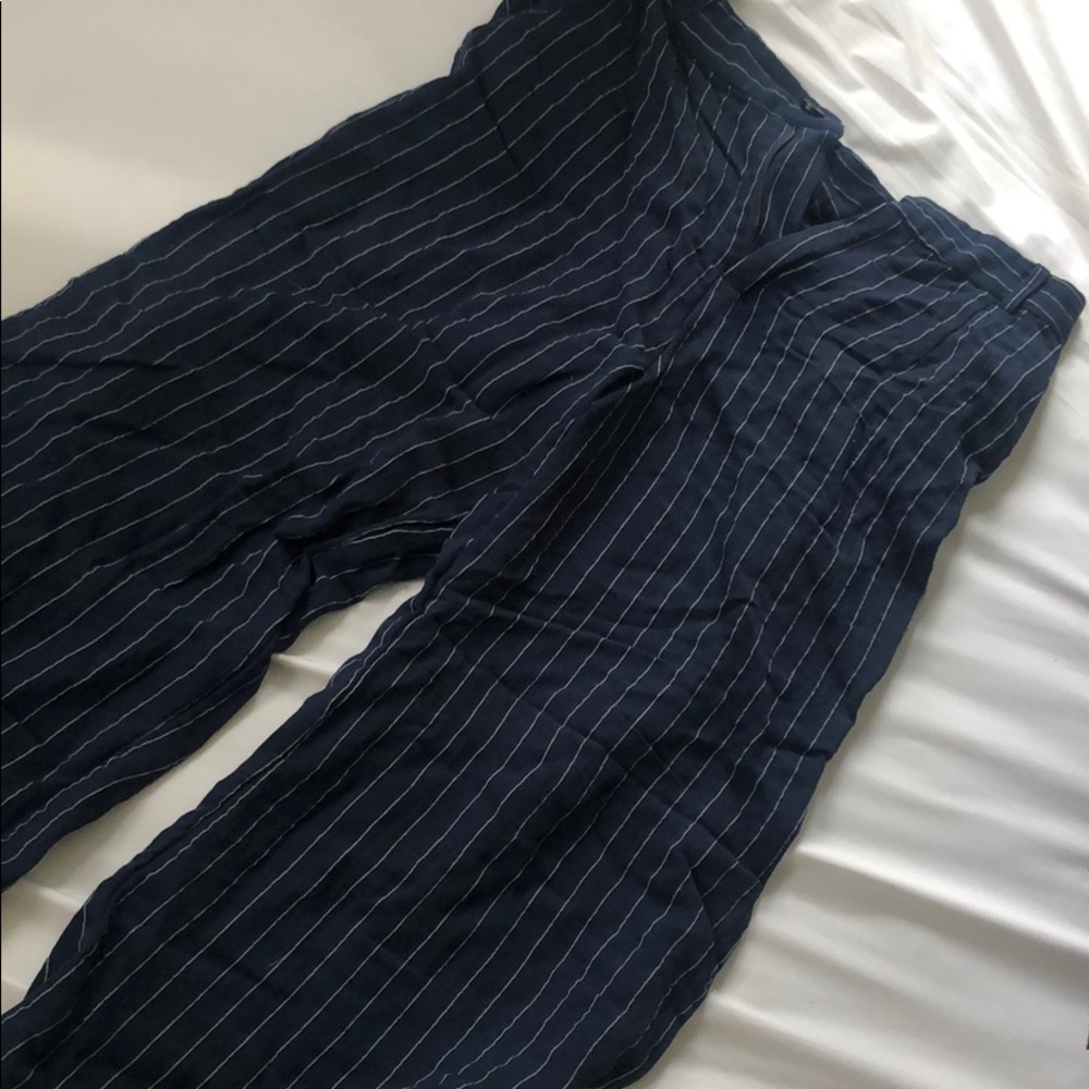 Cropped flared pin stripe pants